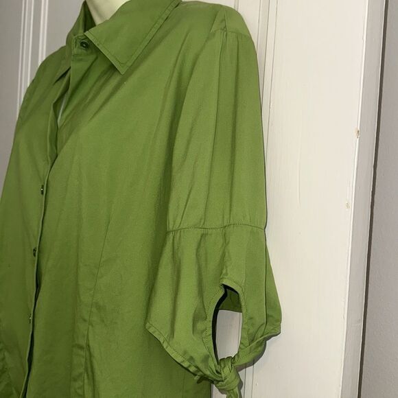 Ellen Tracy Green  3/4 Sleeve Button Down Cotton/Nylon/Spandex Shirt - Picture 10 of 12